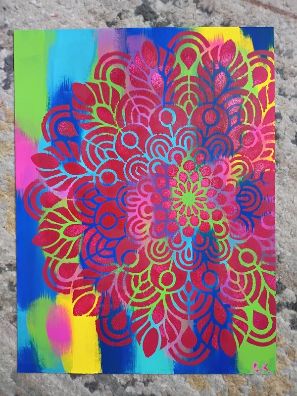 Colorful Bold Mandala 9x12 Thick Paper Original Art Abstract Expressionism gallery