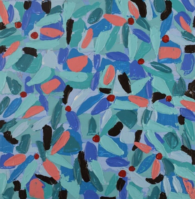 Ivy Lysdal, b 1937. Acrylic on canvas. Abstract modernist painting. Late 20th C.