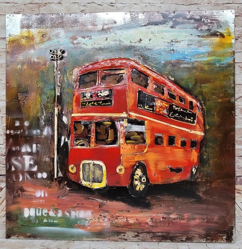 3D Mixed Media Metal Painting on Canvas Hand Made Artistic Wall Hanging Home Art