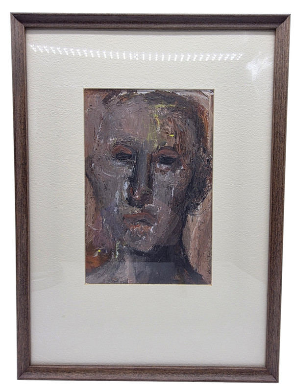 1966 Leopold Segedin «Marty» Acrylic Frame 14.5″ Painting Expressionist Artwork