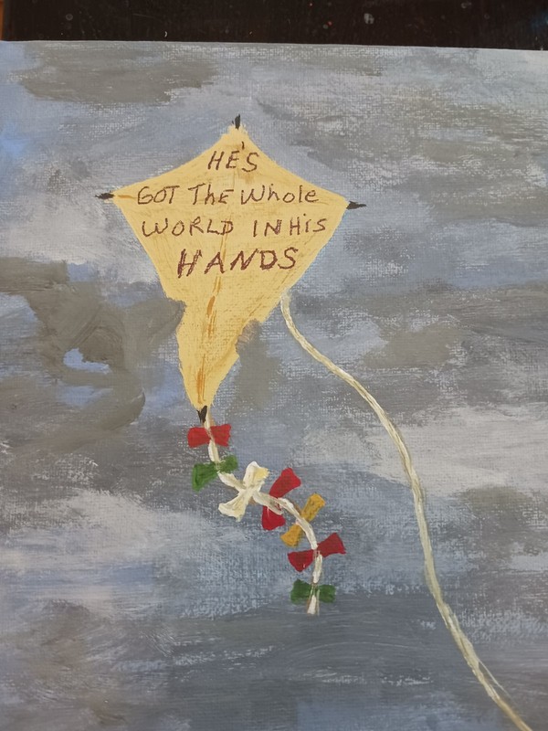 BAD WEATHER DAY AND KITE PAINTING 12X16 (FLOODING WATERS)-SIGNED gallery