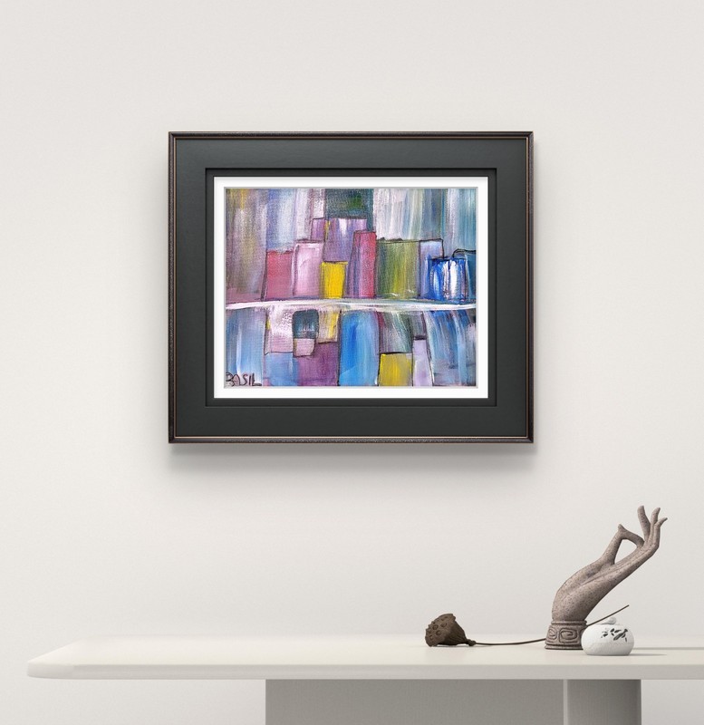Urban Landscape Modern Expressionist Original Abstract Canvas 12x16 gallery
