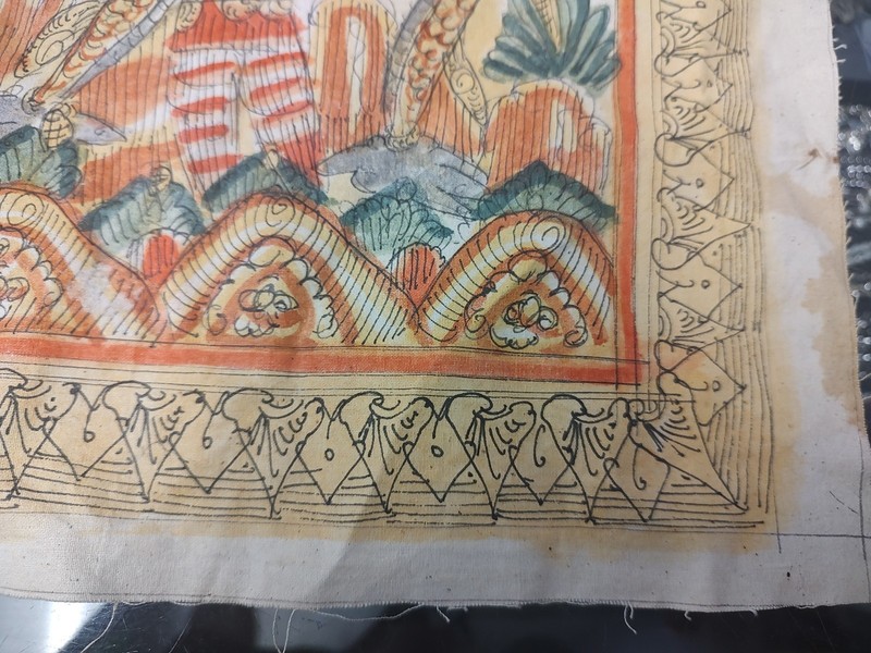 Antique Kamasan Mythological Painting Cotton Langse Bali Indonesia Watercolor gallery
