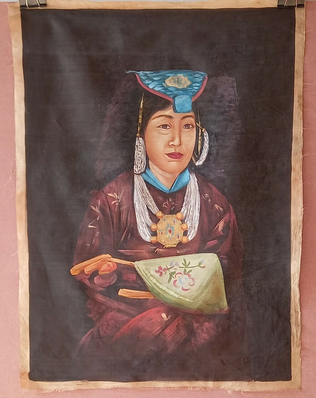 Handmade Painting Of Beautiful Woman Fine Art On Silk Cloth For Wall 22×29 Inch
