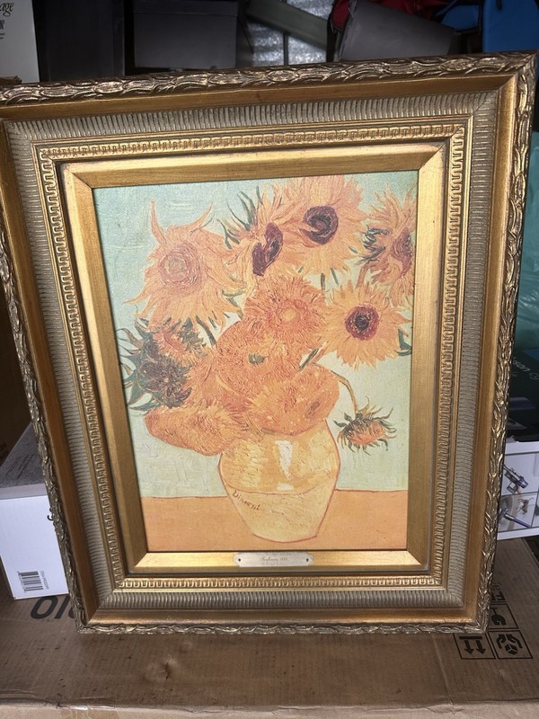 FRAMED Vincent van Gogh REPRODUCTION VASE WITH TWELVE SUNFLOWERS-22×18