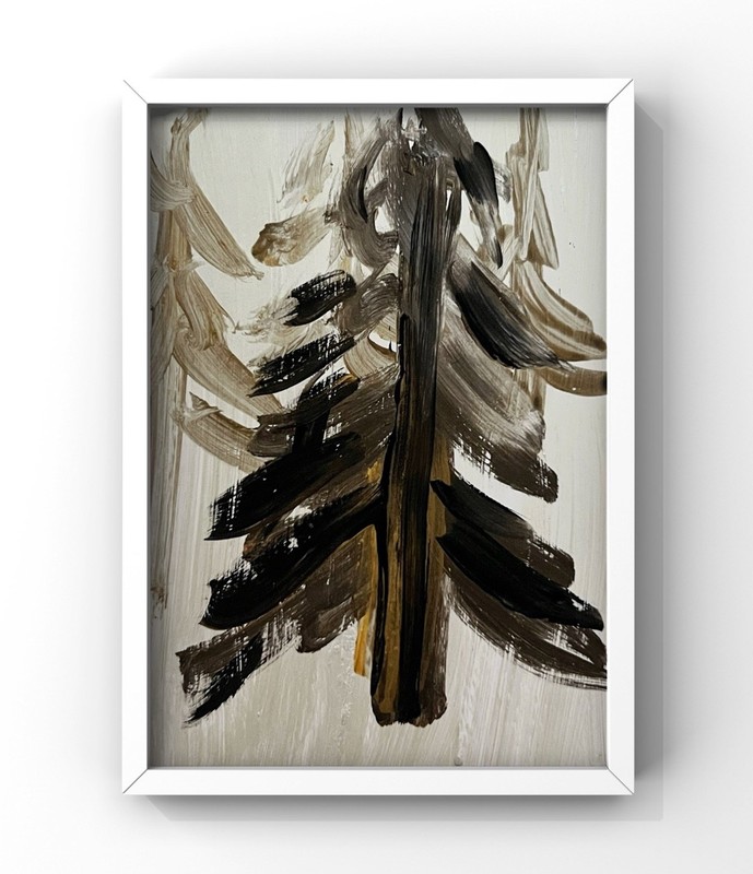 Forestscape Painting Framed Trees Woods Forest Art Rustic Cabin Woodland Decor