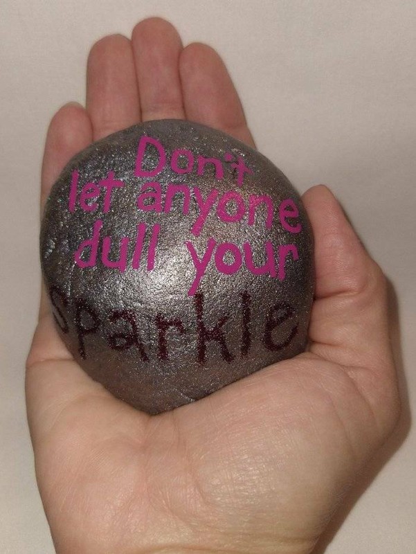 Hand Painted Rock Art Don't Let Anyone Dull Your Sparkle Glitter Stone Painting