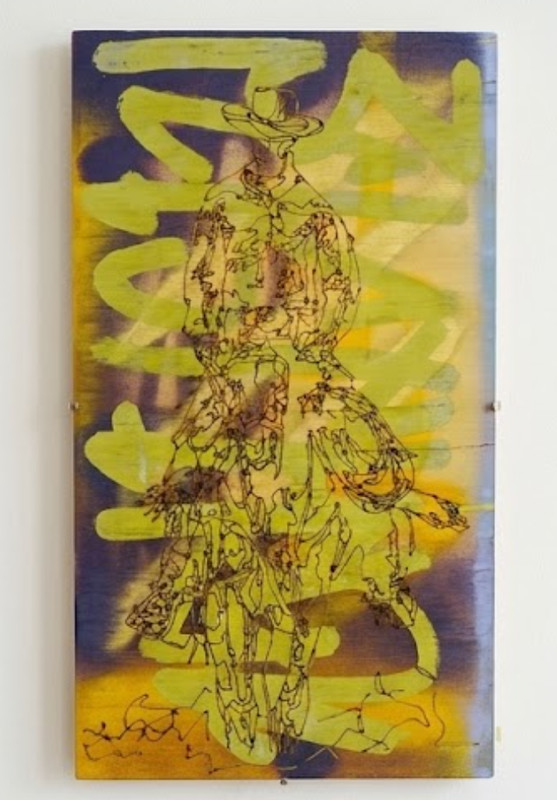 Modern Western Cowboy 18×11 Signed Art – Pyrography & Aerosol on Wood