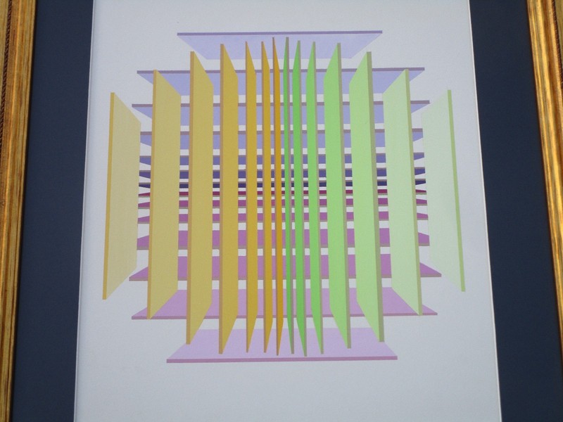 VINTAGE PAINTING BY RUTH HILLER ABSTRACT OP POP GEOMETRIC 1970'S MODERNISM RARE gallery