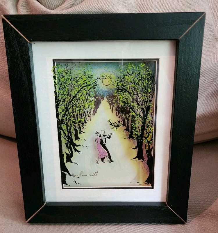 Moonlight Dance 3D Glass Serigraph Painting Jean Pierre Weill Vitreography