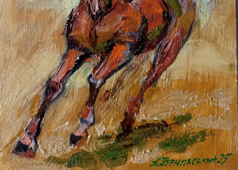 Horse Impasto Painting Original Art Impression Oil Painting 7.8 x 5.9 in gallery