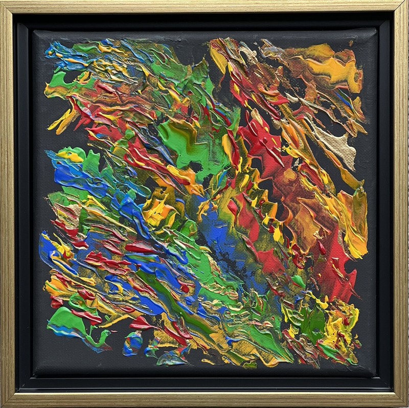 Meditation_Original hand painted fraimed 8″x 8″ acrylic painting on canvas