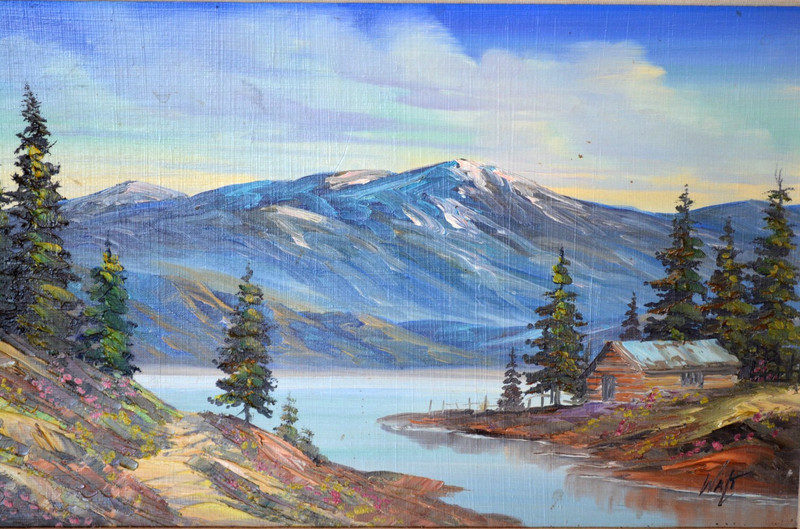 Mountain lake landscape by Albuquerque artist Walt Prythero (1926 – 2015)