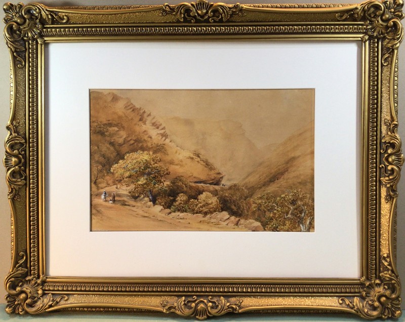 Henry Grant Lloyd The Mountain Pass Framed Watercolour Painting Circa 1880s