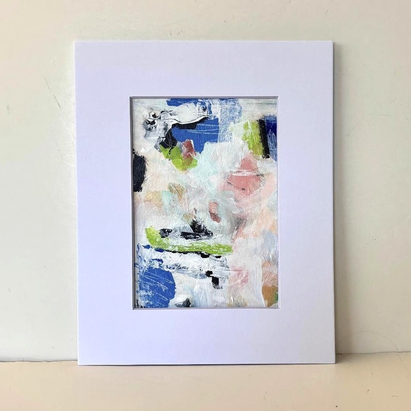 Original Abstract acrylic Painting 8 x 10 Contemporary wall Art matted OOAK