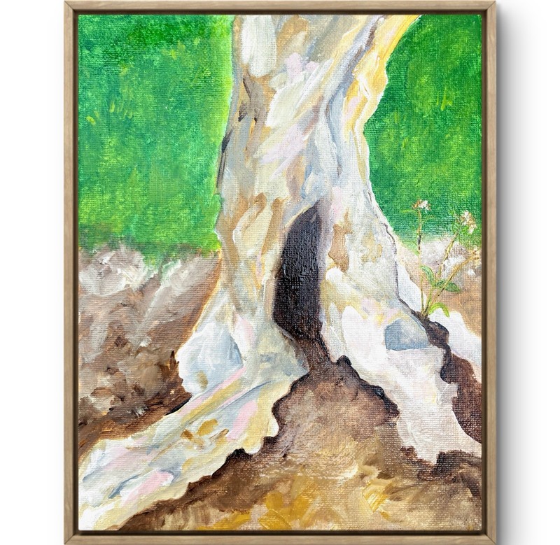 TITA PAINTZ Eucalyptus Tree Stump Hand Painted Wall Art 8×10 Canvas