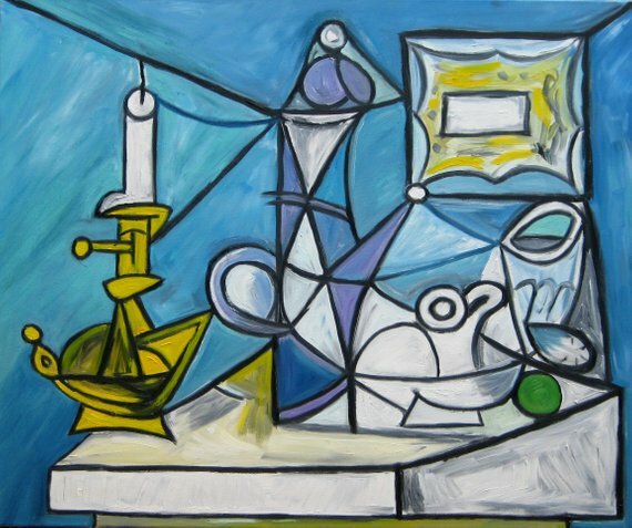 After Picasso’s Still Life with Candlestick Oil Painting