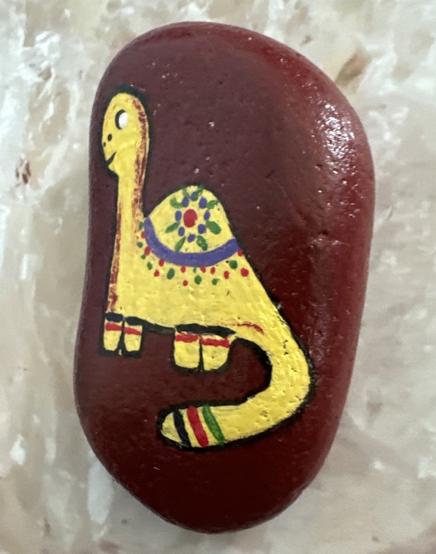 “Dinosaur” Hand Painted Rock with Acrylic/Stone Art/Gifting Ideas gallery