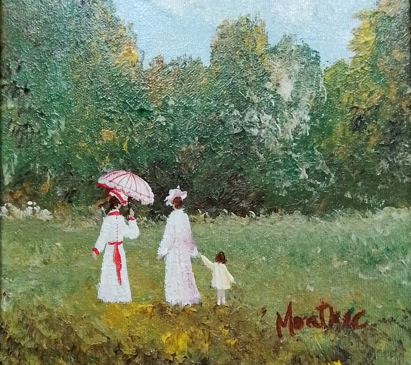 VINTAGE LANDSCAPE PAINTING~SIGNED MONTREC (EILEEN JONES)~MARYLAND ARTIST-LOOK !