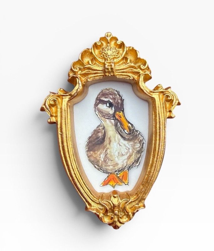 TEENY MINI • Lady Mallard Duck 🦆 watercolor bird print in TINY ornate frame