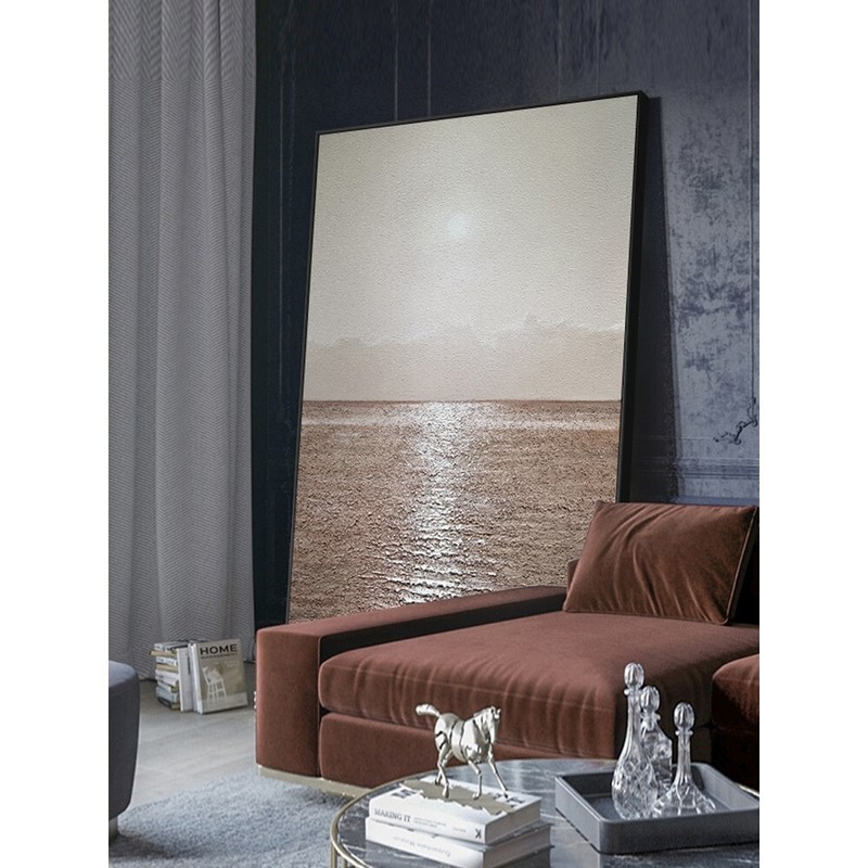 Light Sea Scenery Oil Painting Abstract Handmade Canvas Decorative Mural
