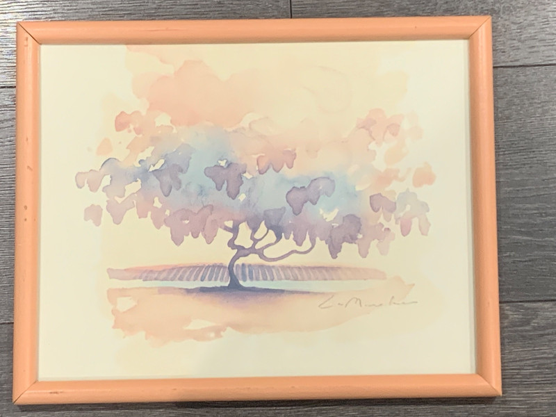 Original Watercolor Abstract Landscape Signed LaMarche Vintage Pastel Palette
