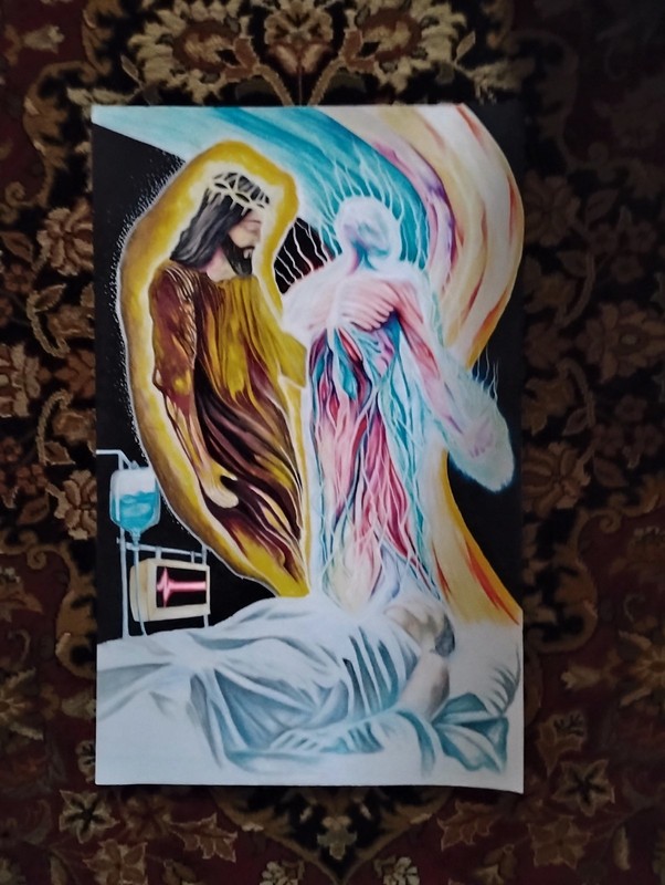 Christ and Spirit Contemporary Art Painting Medium Unframed Religious