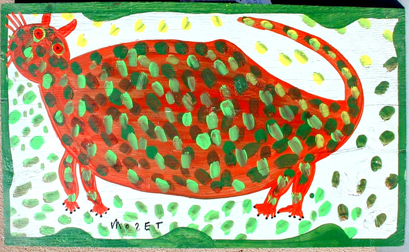 Alabama Painting MOSE TOLLIVER ‘Large Cat’, 17″ x 32″