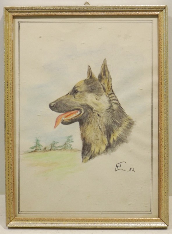 » Landscape With Wolf’s Head / Dog Head » Mixes. Monogr.sign dat.E.H.83 IN Frame