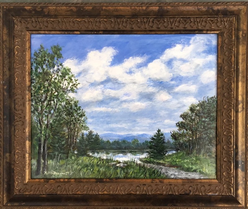 MOUNTAIN LAKE # 2 – original framed acrylic landscape painting by K. McDermott