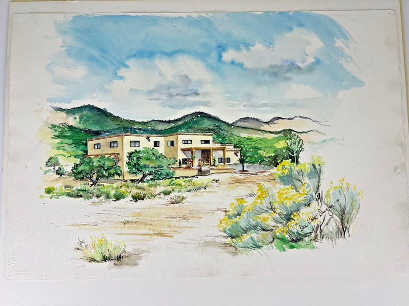 Southwestern Watercolor Landscape Architecture Painting Dee Van Duzer Mountain gallery