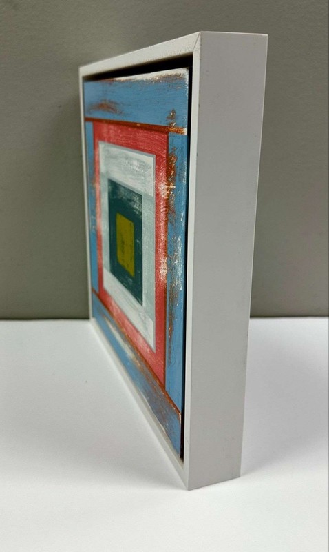 Judy Friday Original Art in Squares of Slate, Pink and Blue Signed 9x9 gallery