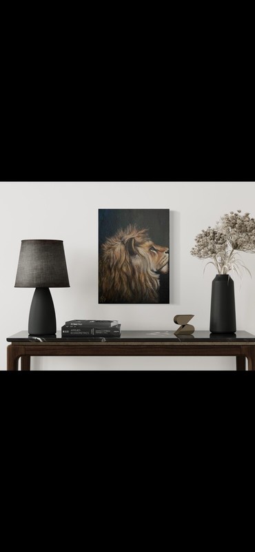 Definitely A Lion. Hand Painted Acrylic Original On Panel Board- 8 x 10 gallery