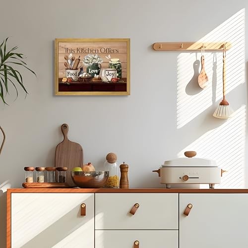 wanyun Vintage Kitchen Pictures Wall Decor, 10"L x 8"W Glass Bottle Framed gallery