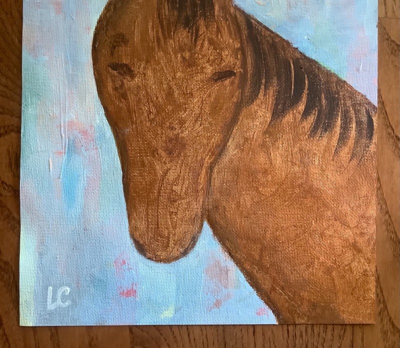Original Horse 8 x 10" Modern Art Acrylic Painting Brown-Multi on Canvas Paper gallery