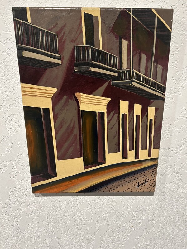Original Acrylic Painting On Canvas Architecture Cityscape Signed Acosta