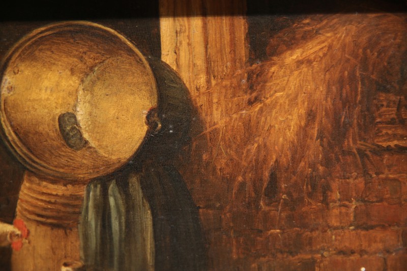Late 19th Century Signed Farm Still-Life Oil Painting, 1880 "Chickens in a Barn" gallery