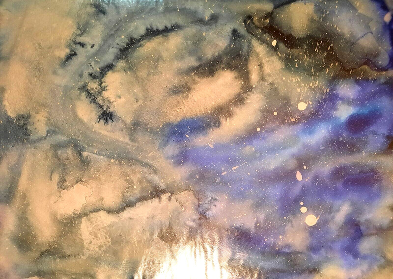 Watercolor Abstract Space Painting. «Starspray». Paul Eres. Stars Galaxy Nebula