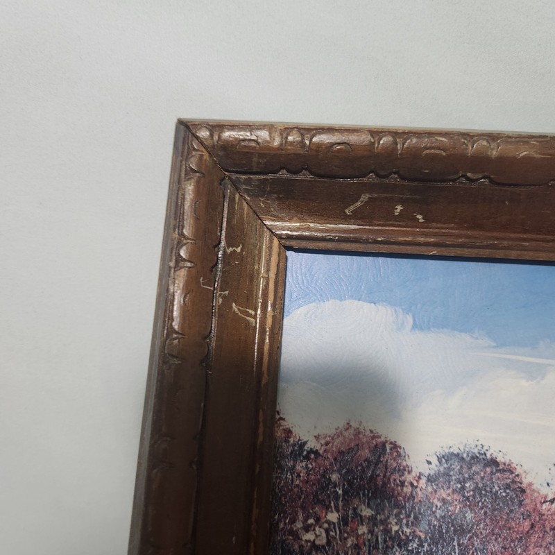 Countryside Barn Landscape Vintage Framed Pic By Shelli Rabin. Handcarved Wood. gallery