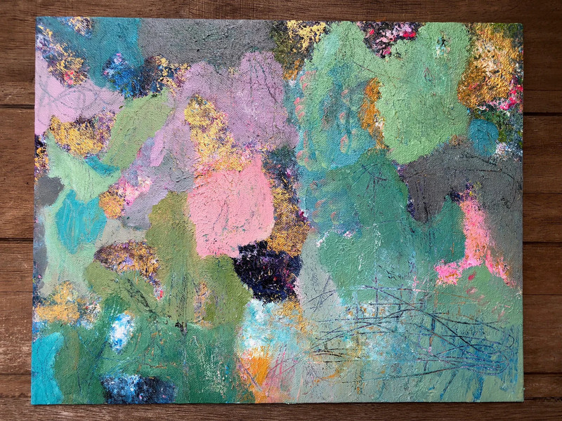 Painting Canvas Original 11" x 14" Contemporary Acrylic Green Art Jimarieart gallery