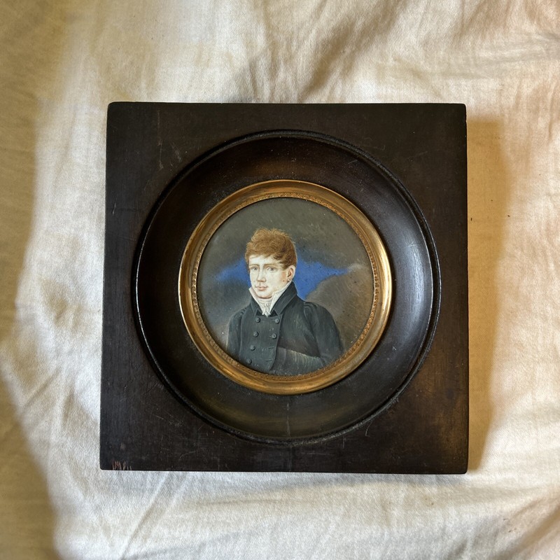 «Portrait of a red-haired gentleman», French miniature, ca. 19th Century