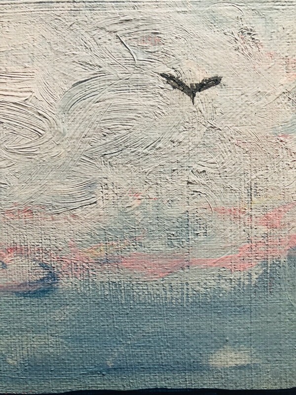 Seascape Painting “Sailboat Pastel Dreams” 8x8 on Canvas by M DePaepe gallery
