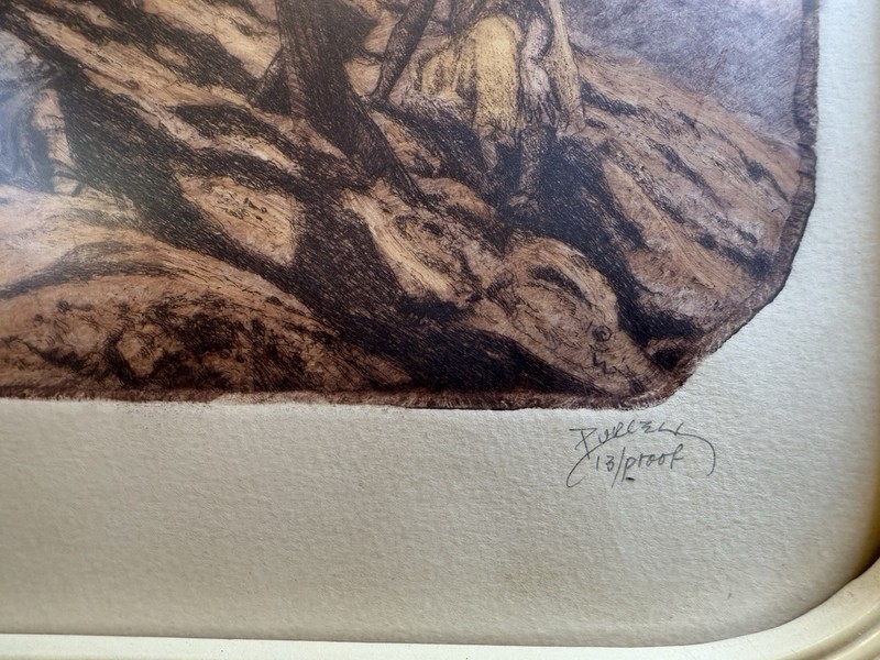 VTG ROY PURCELL Artist Proof First Edition The Crucifixion I Signed Ornate Frame gallery