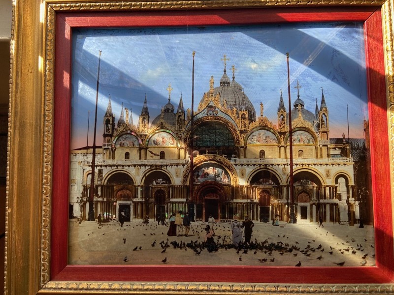 Russian CIRCA 1820 "St. Mark’s Basilica" - Reverse painting Curved Convex Glass gallery