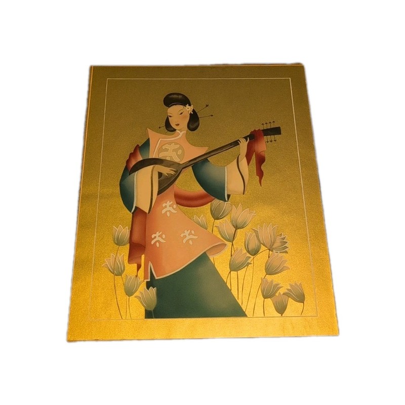 2 Gold Asian Painting | Bernard Picture Co., Inc. N.Y.C Watercolor/Handcrafted gallery