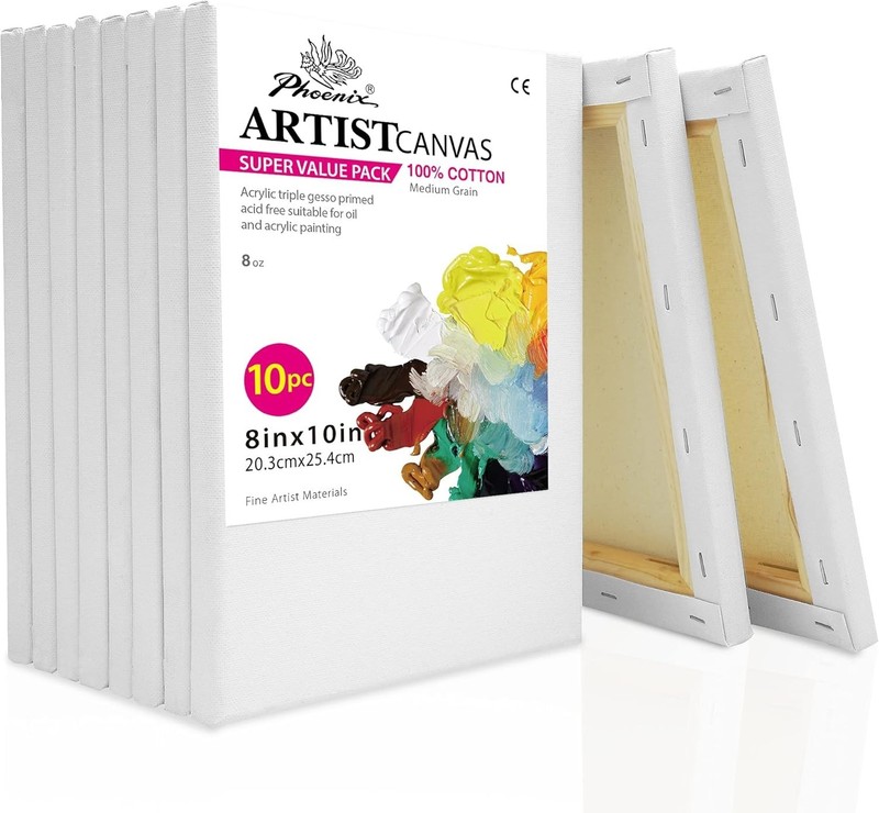 8x10 Inch Stretched Canvas Set - 10 Pack of 100% Cotton Panels gallery