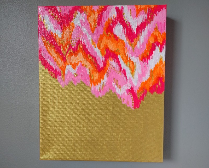 Original Abstract Acrylic Painting: Pink, Orange, Gold - 8"x10" Canvas preppy gallery