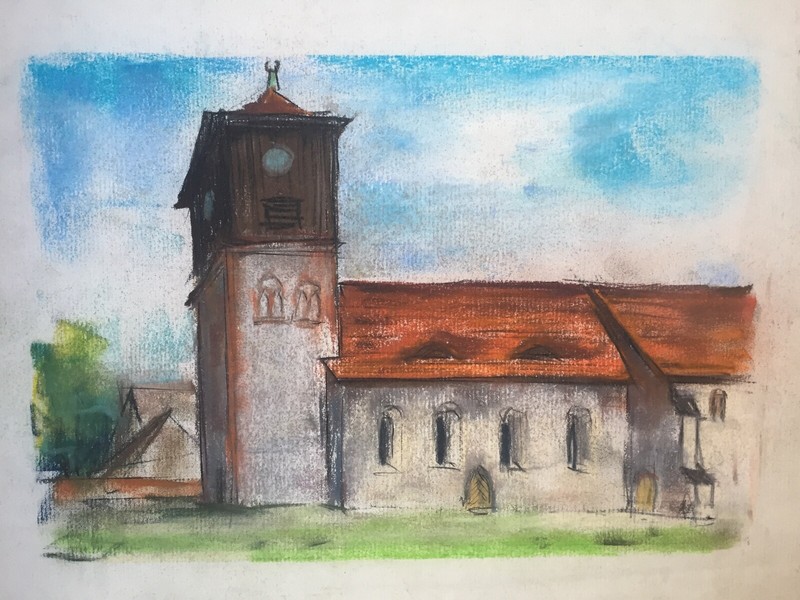 ::FRANZ EHMKE *1928-2018 DDR MALER °Lichterfelde bei Eberswalde von Süden gemalt