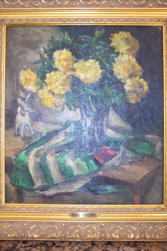 DAHLIAS, YELLOW--OIL PAINTING-1800'S--EXTREMELY APPEALING TO THE EYE gallery