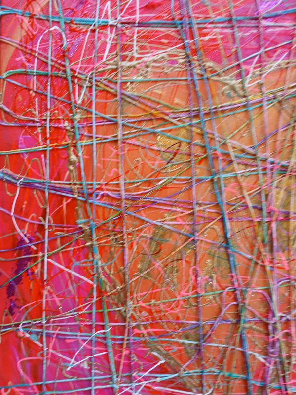 Heart Strings Gold Foil Art Painting Mix Media ORIGINAL 24x24 Anthony Saldivar gallery